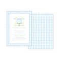 Load image into Gallery viewer, Blue Gingham Birthday Cake Invitation