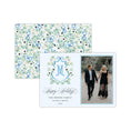 Load image into Gallery viewer, Blue Bow Monogram Holiday Card