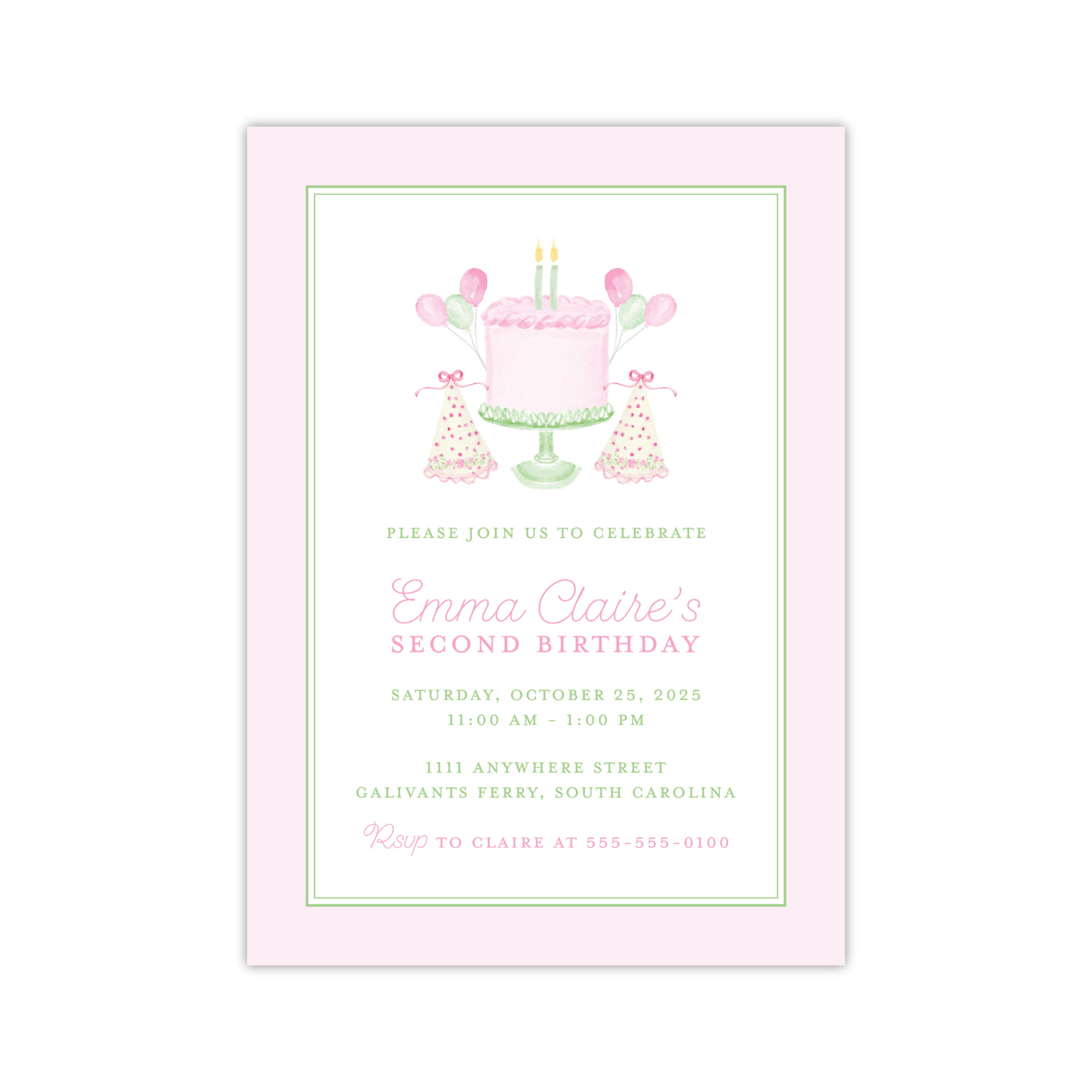 Pink Birthday Cake Invitation