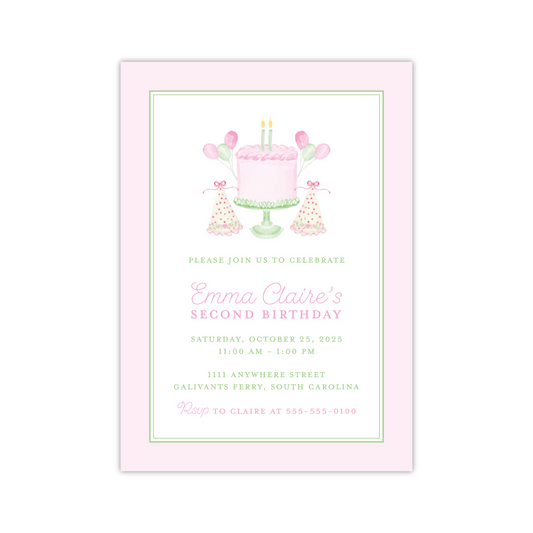 Pink Birthday Cake Invitation