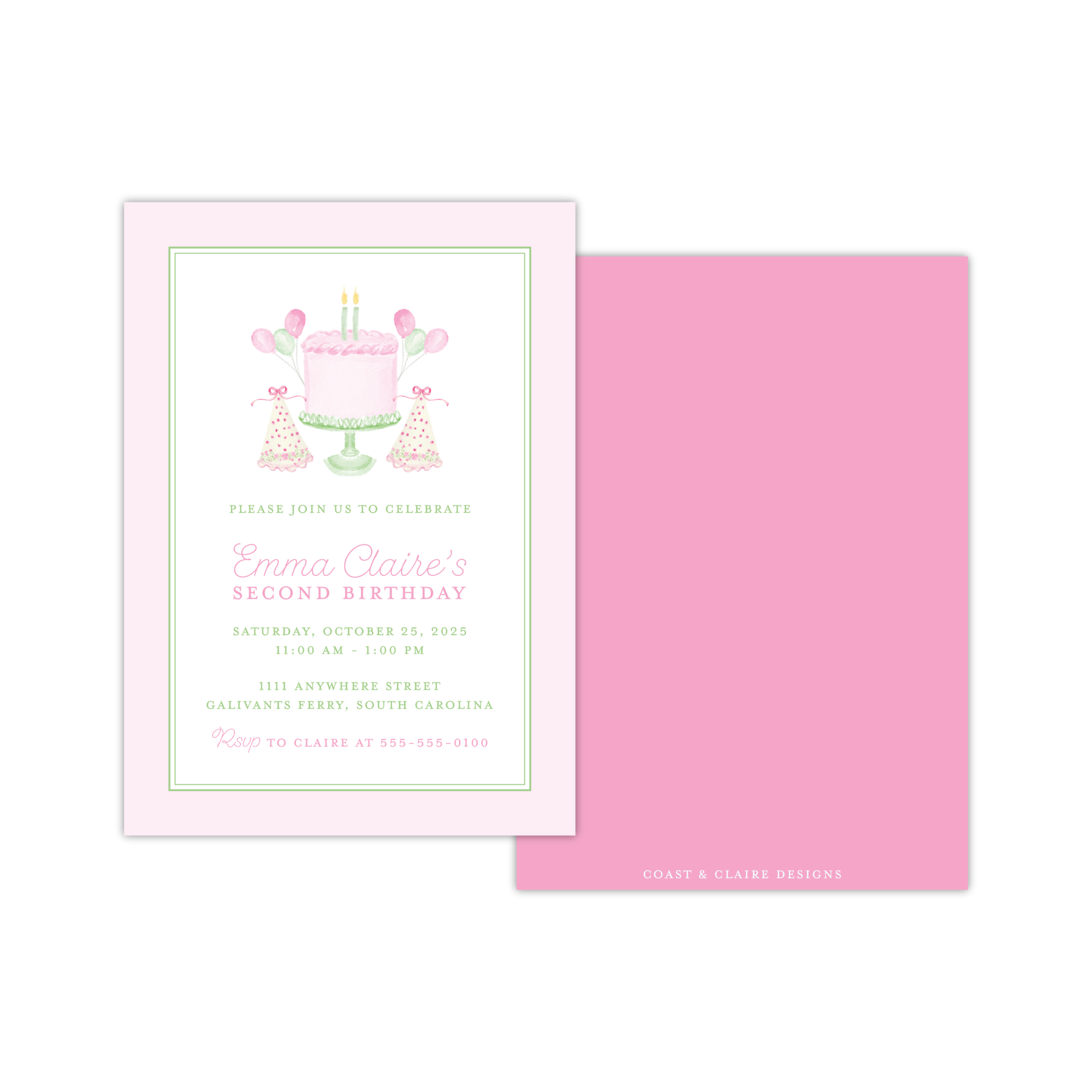 Pink Birthday Cake Invitation