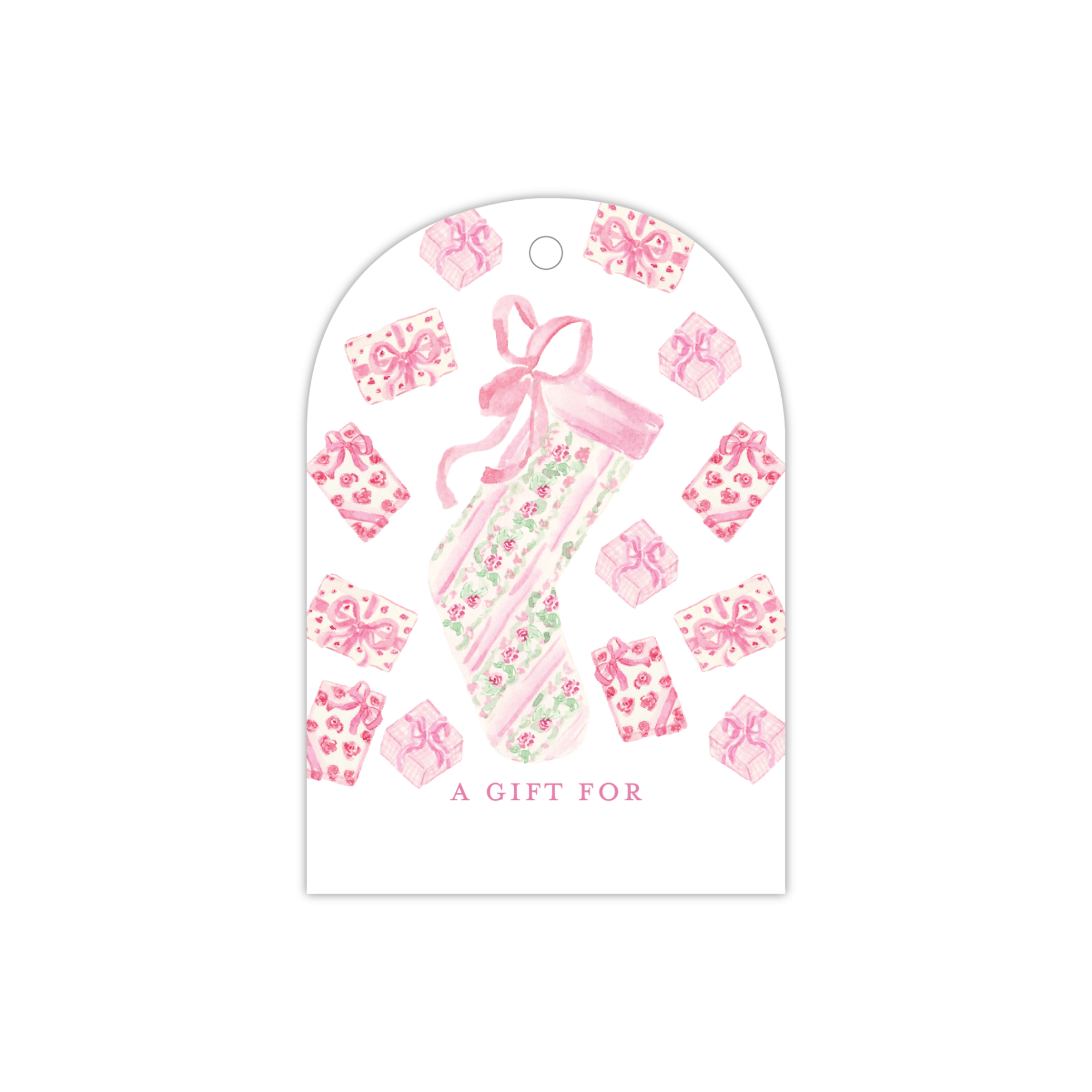 Pink Tree Presents Gift Tag