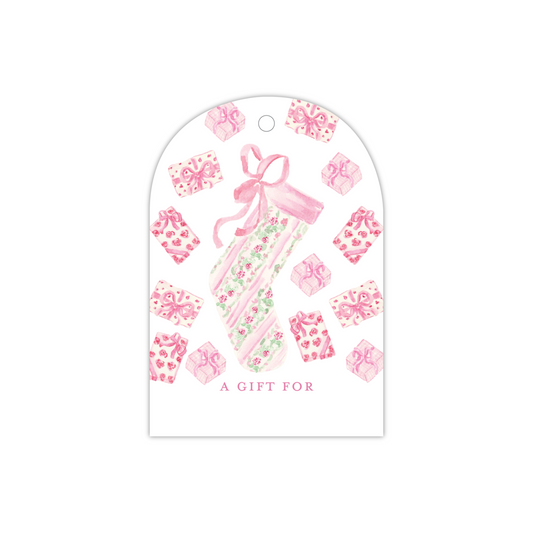 Pink Tree Presents Gift Tag