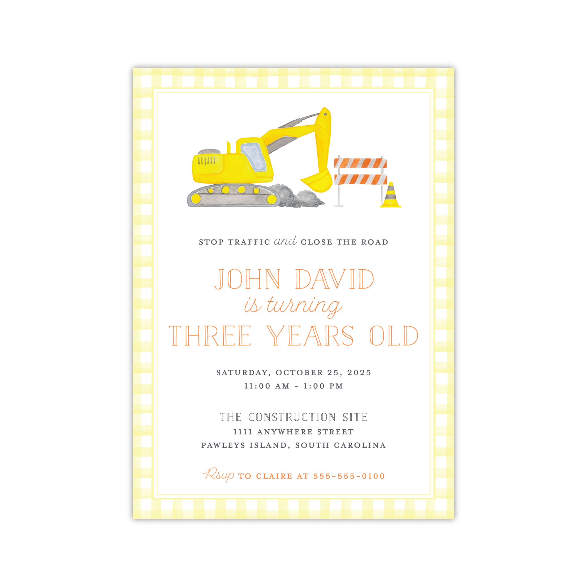 Construction Birthday Invitation