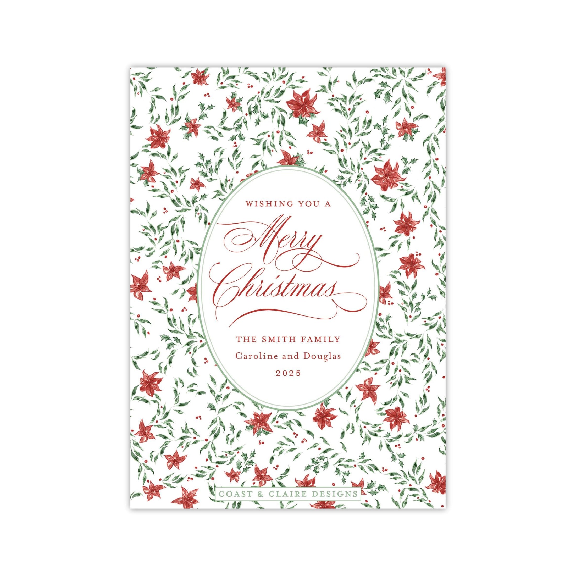 Yuletide Oval Holiday Card