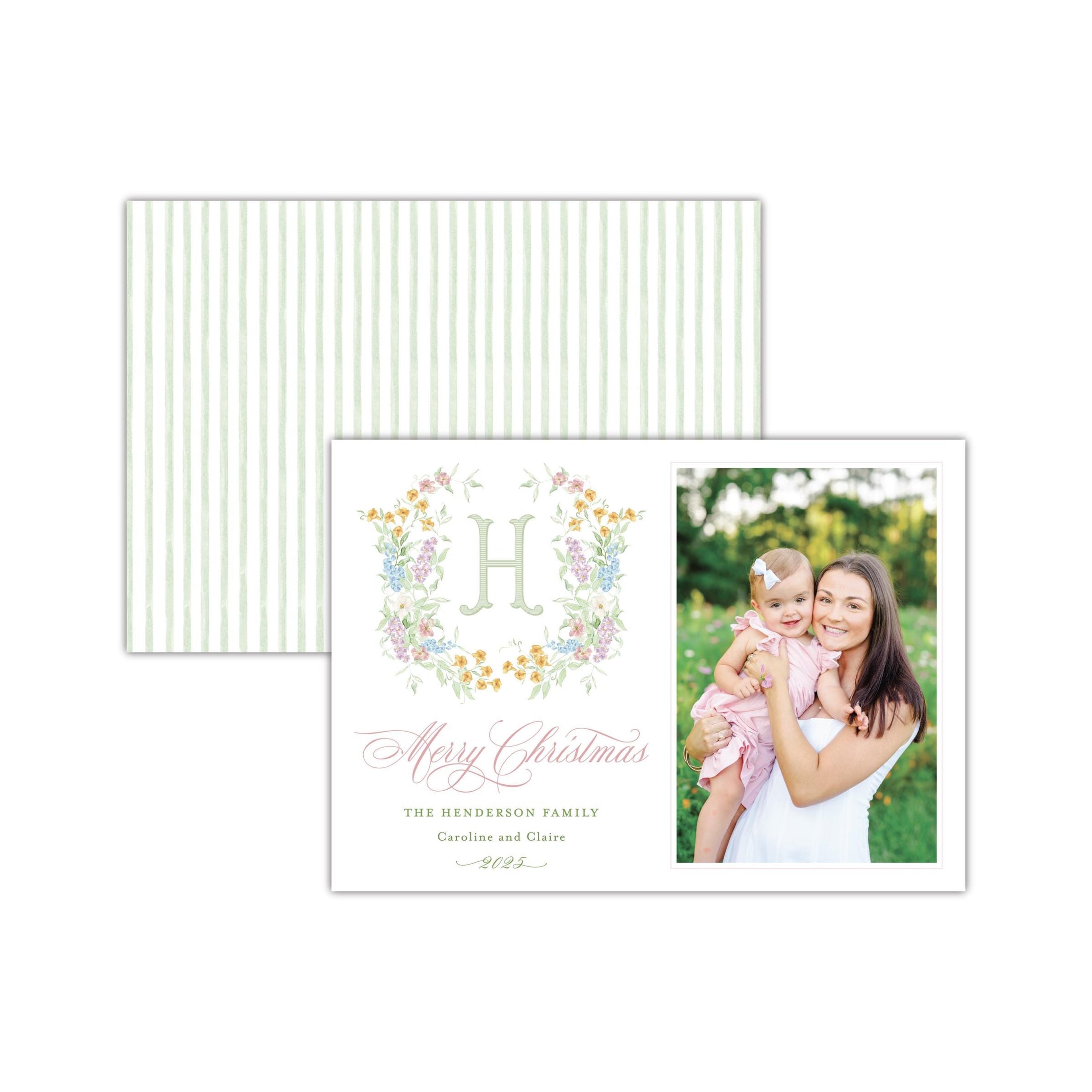 Butterfly Kisses Green Holiday Card