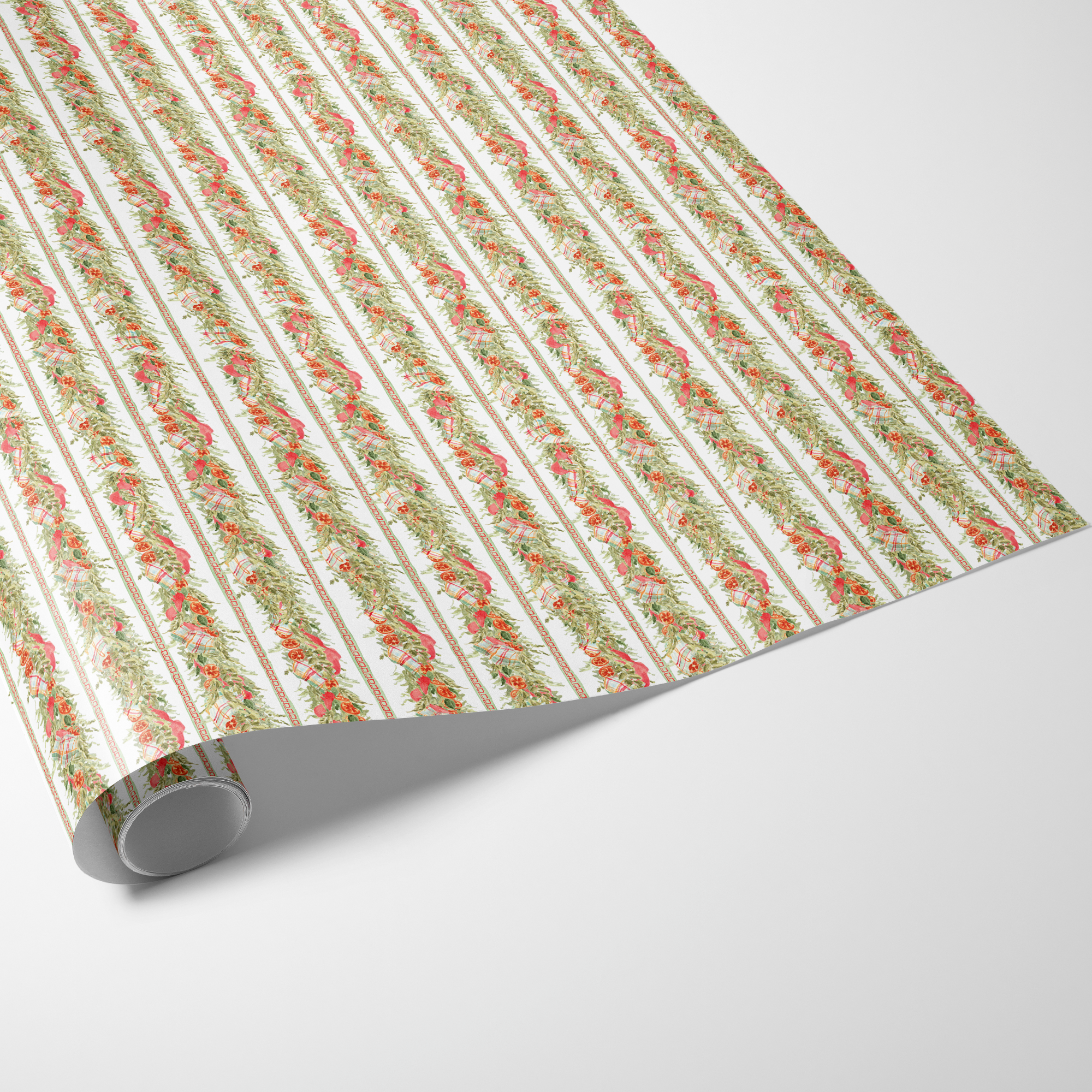 March Plaid Garland Wrapping Paper