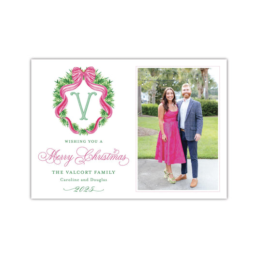 Hard Evergreen Wreath Holiday Card