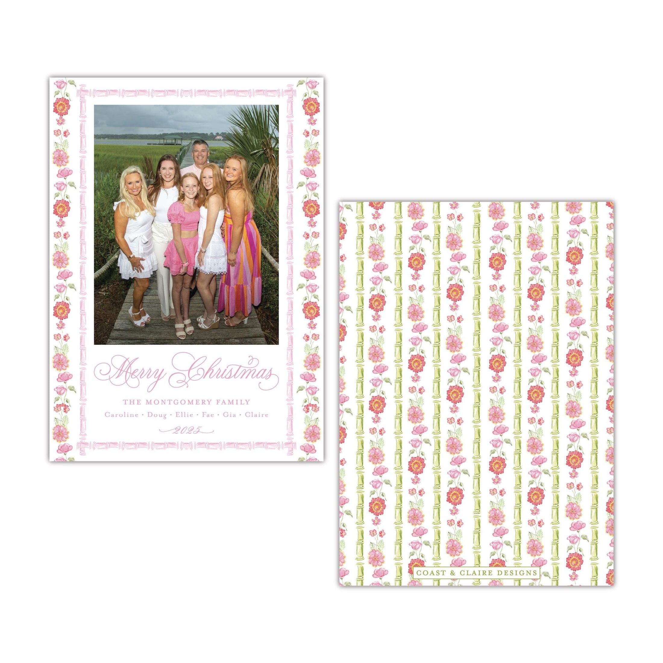 Jardin De Chine Pink Holiday Card