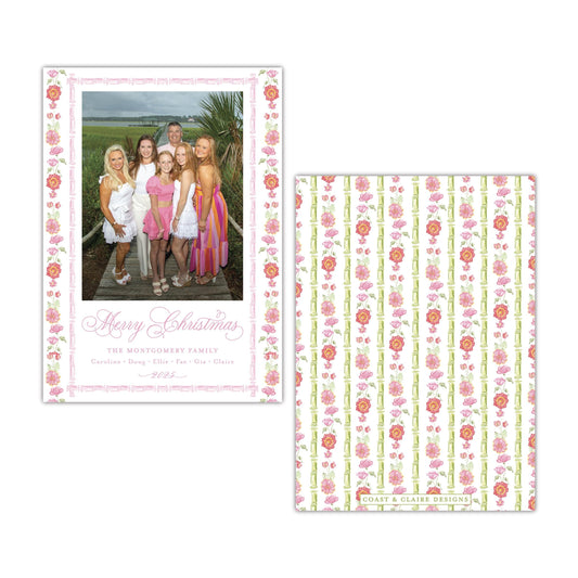 Jardin De Chine Pink Holiday Card