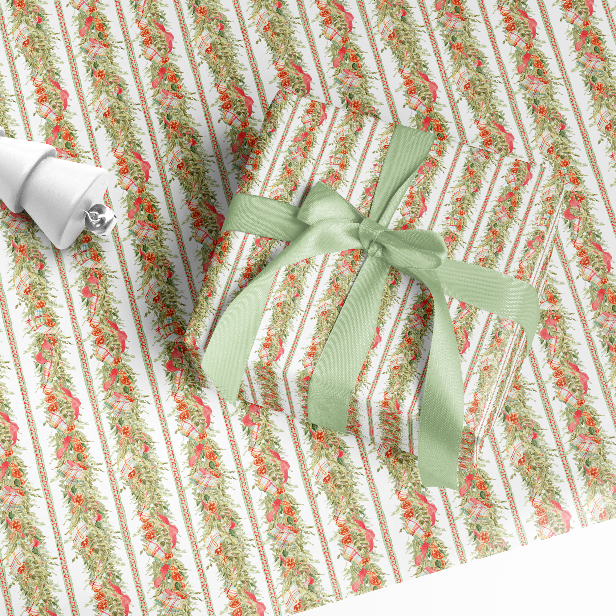 March Plaid Garland Wrapping Paper