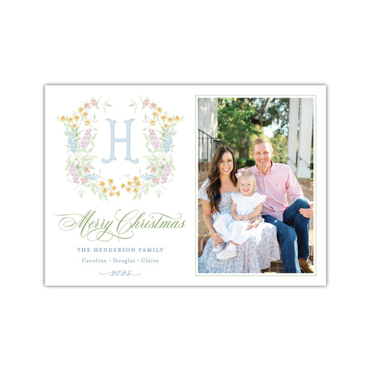 Butterfly Kisses Blue Holiday Card