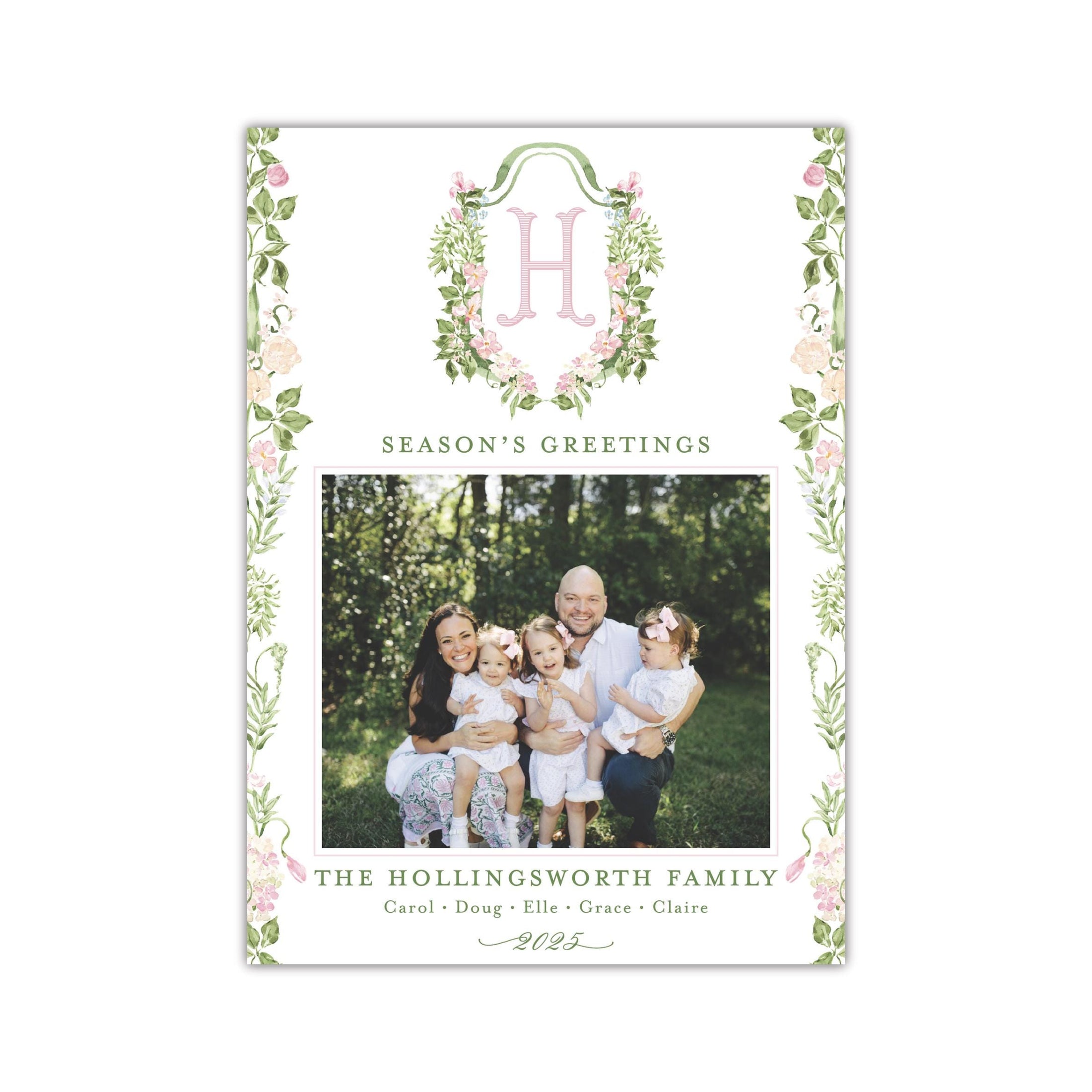 Blushing Vertical Holiday Card