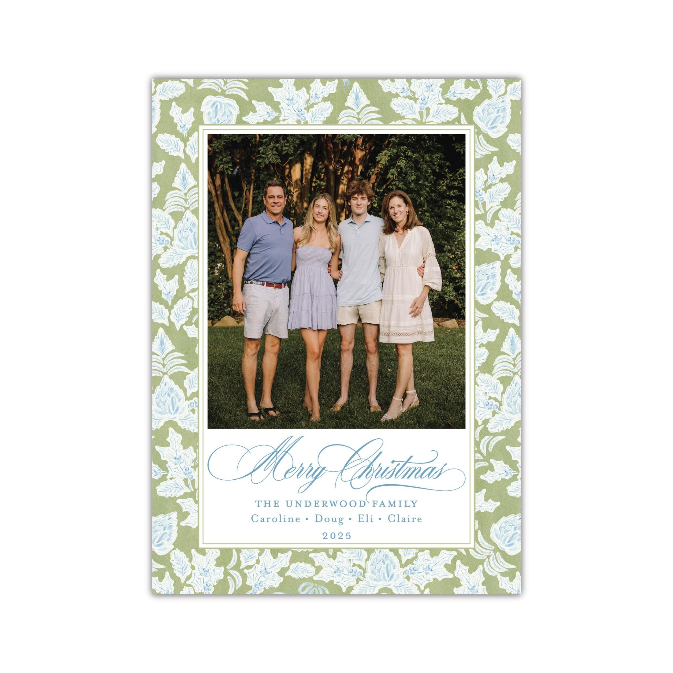 Tied with Bow Green Holiday Card