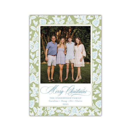Tied with Bow Green Holiday Card