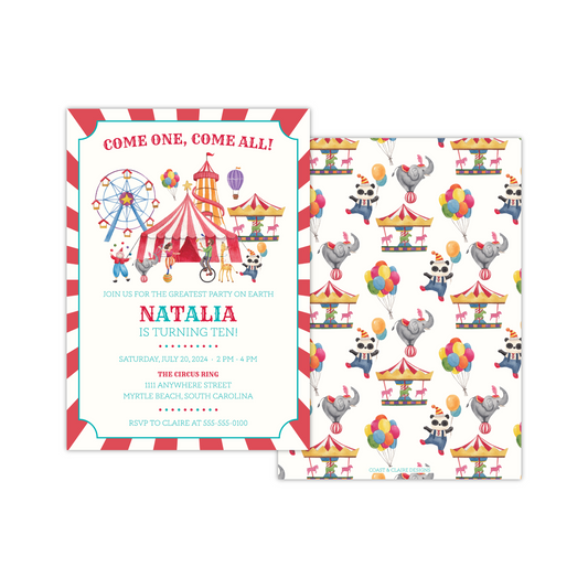 Red Circus Birthday Invitation