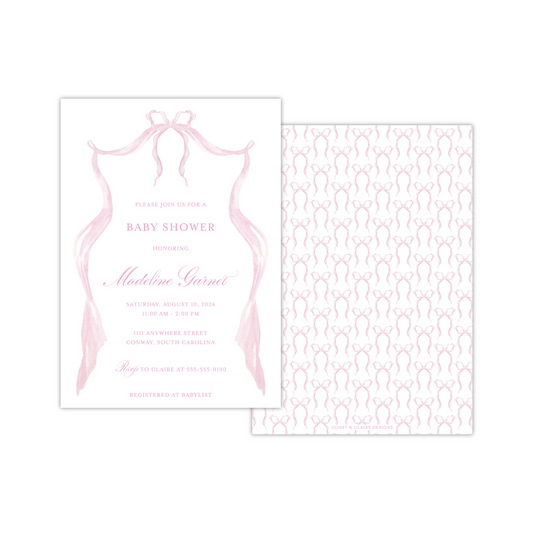 Pink Bow Shower Invitation