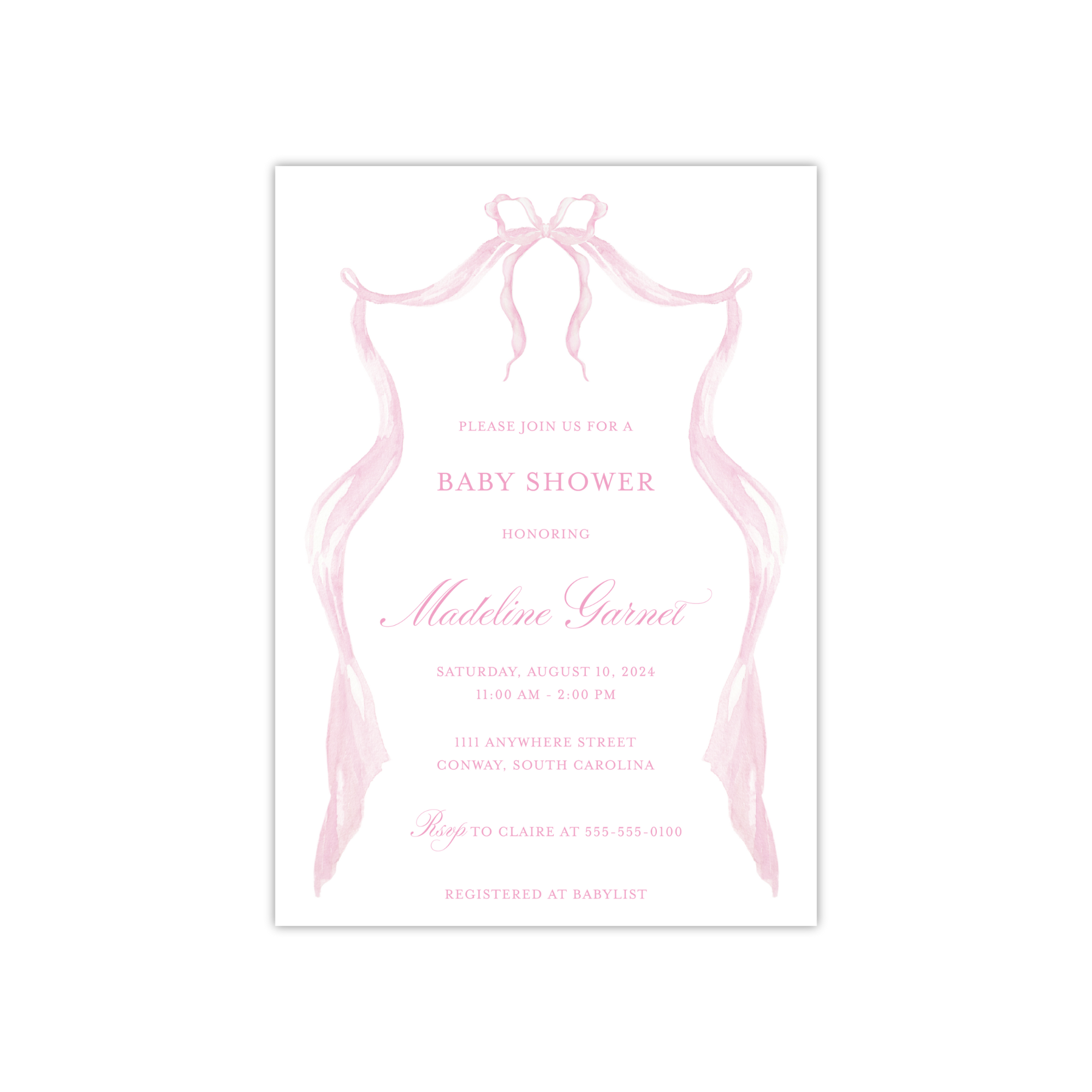 Pink Bow Shower Invitation