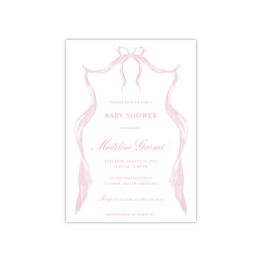 Pink Bow Shower Invitation