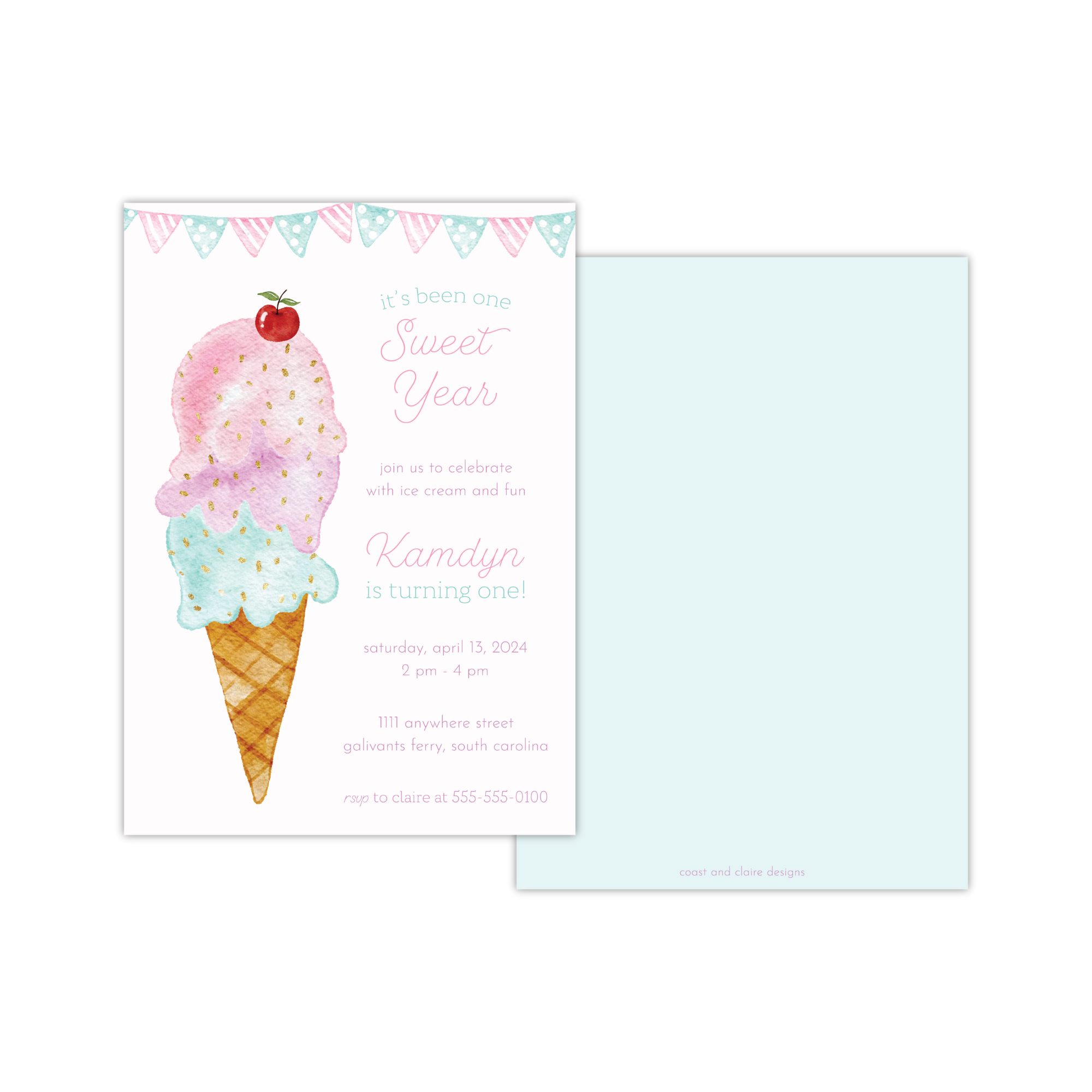 Ice Cream Birthday Party Invitation