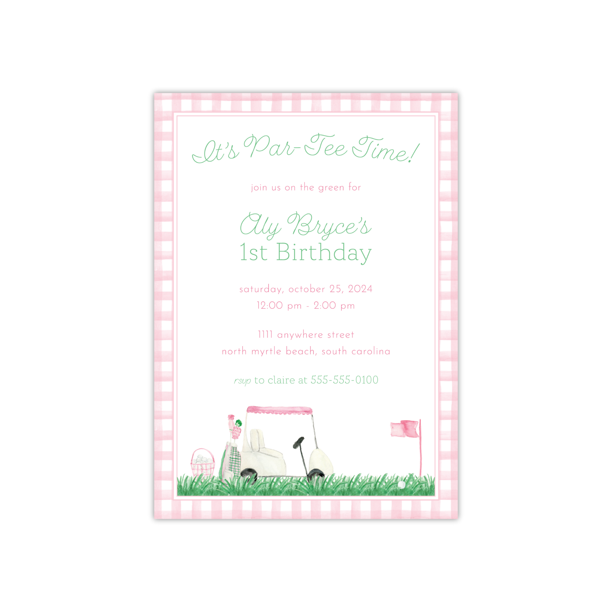 Pink Golf Birthday Invitation