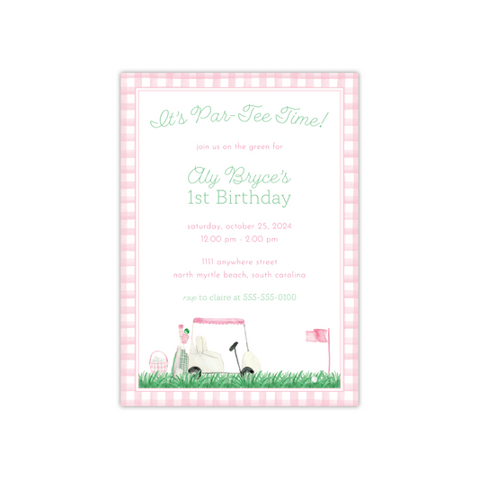 Pink Golf Birthday Invitation