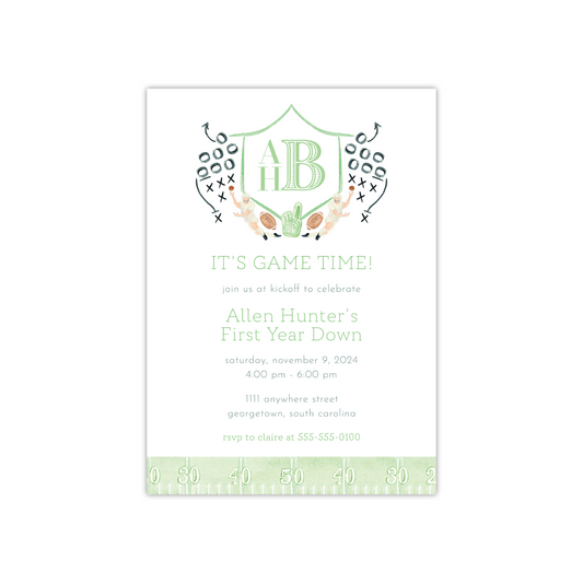 Football Monogram Birthday Invitation