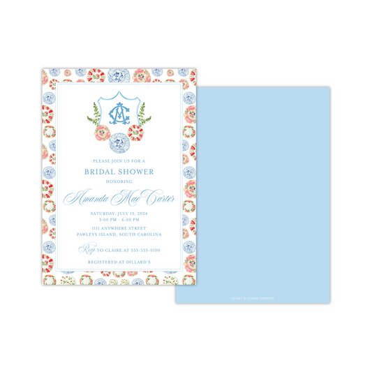 Grandmillennial Plate Shower Invitation