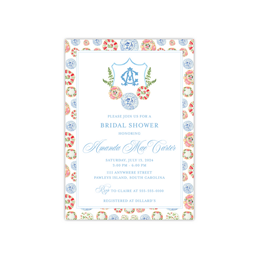 Grandmillennial Plate Shower Invitation