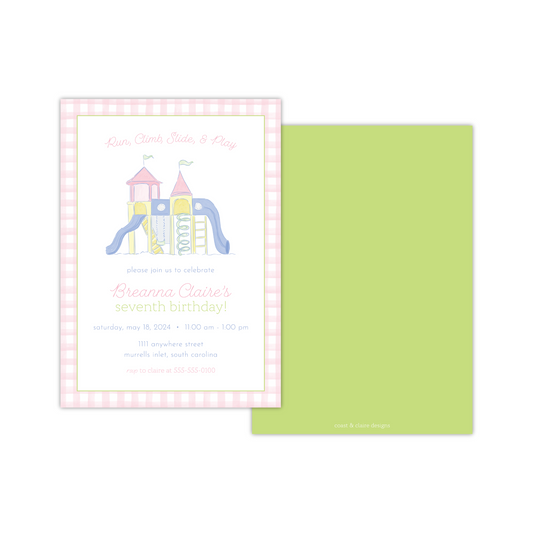 Pink Playground Birthday Invitation