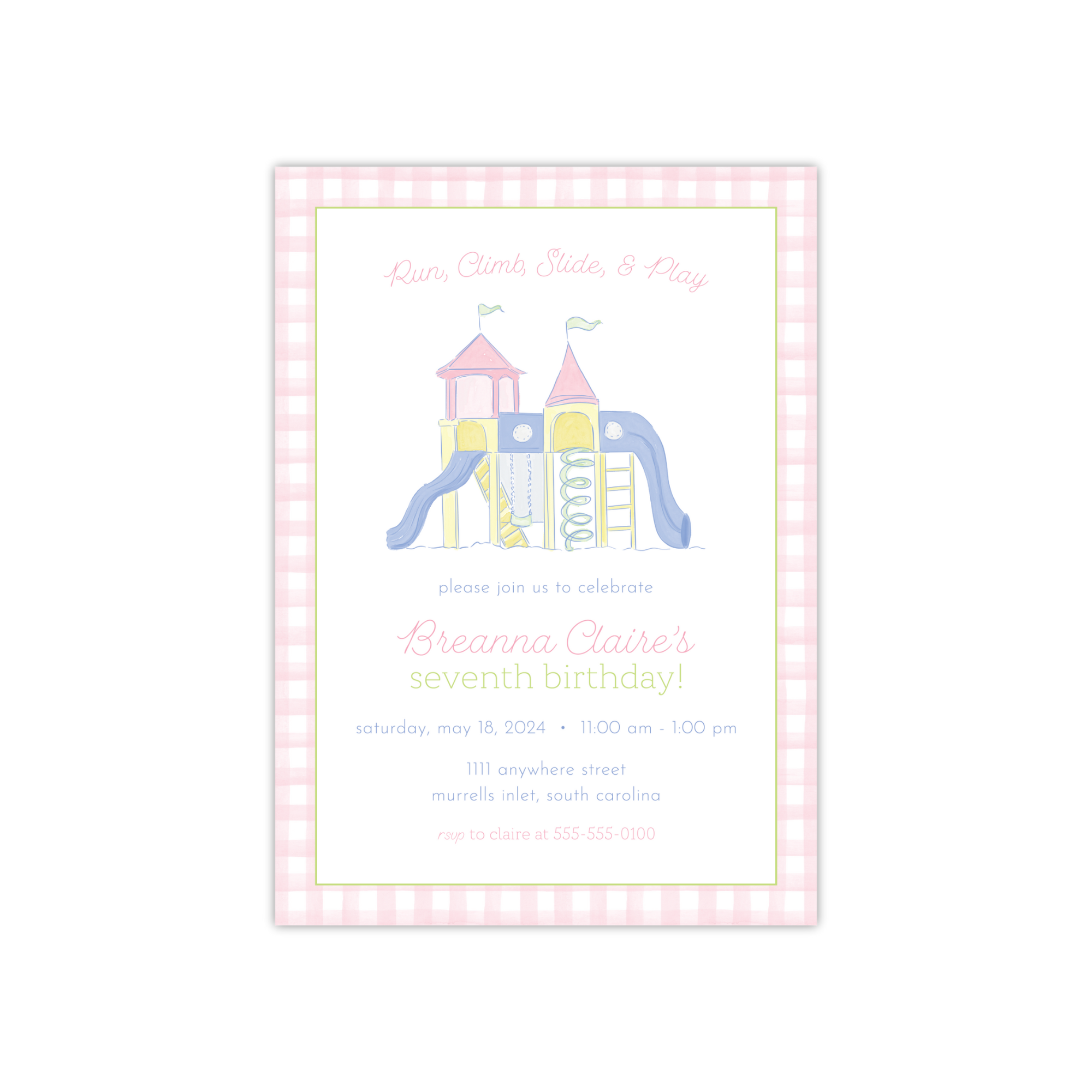 Pink Playground Birthday Invitation