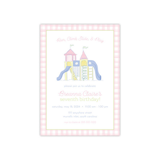 Pink Playground Birthday Invitation