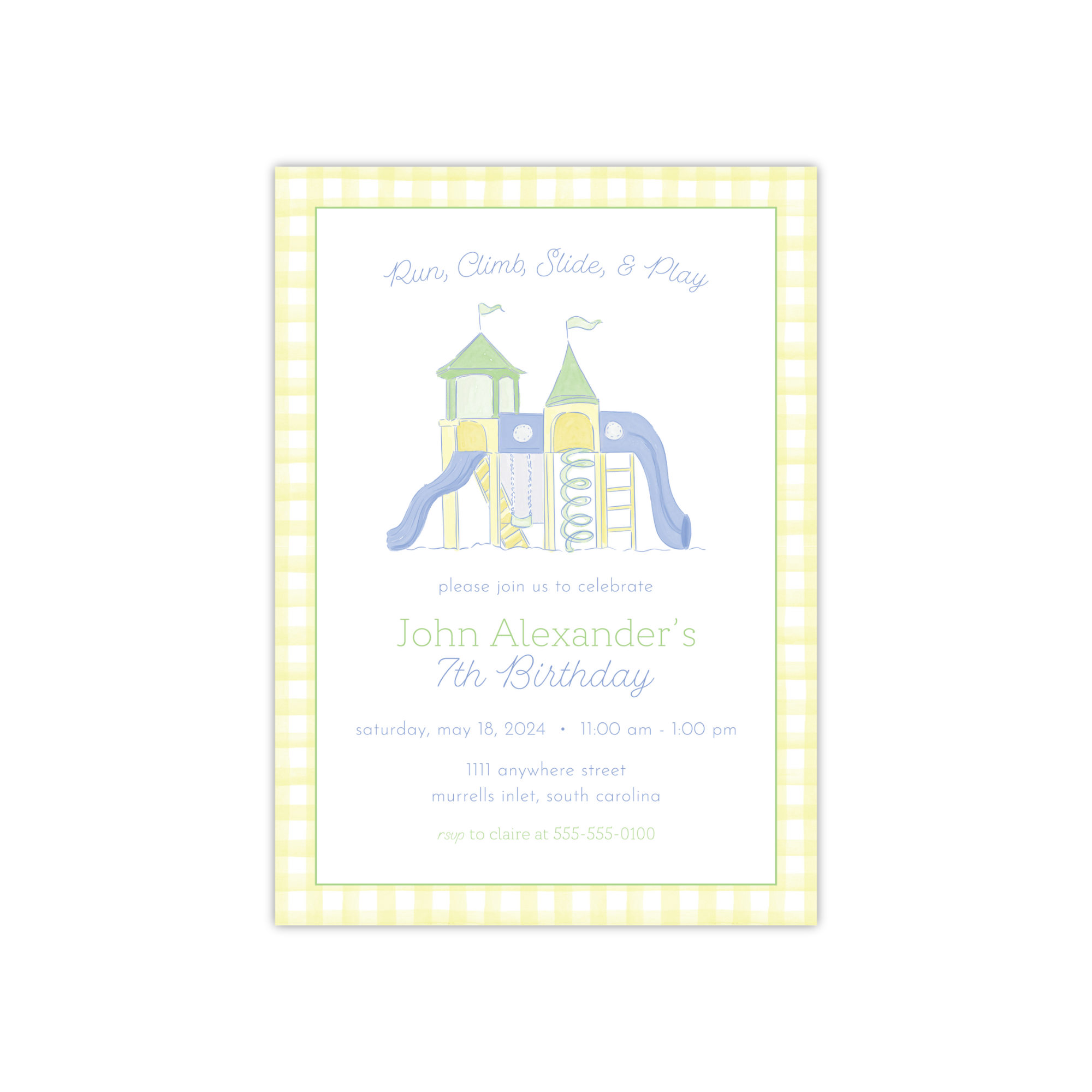 Yellow Playground Birthday Invitation