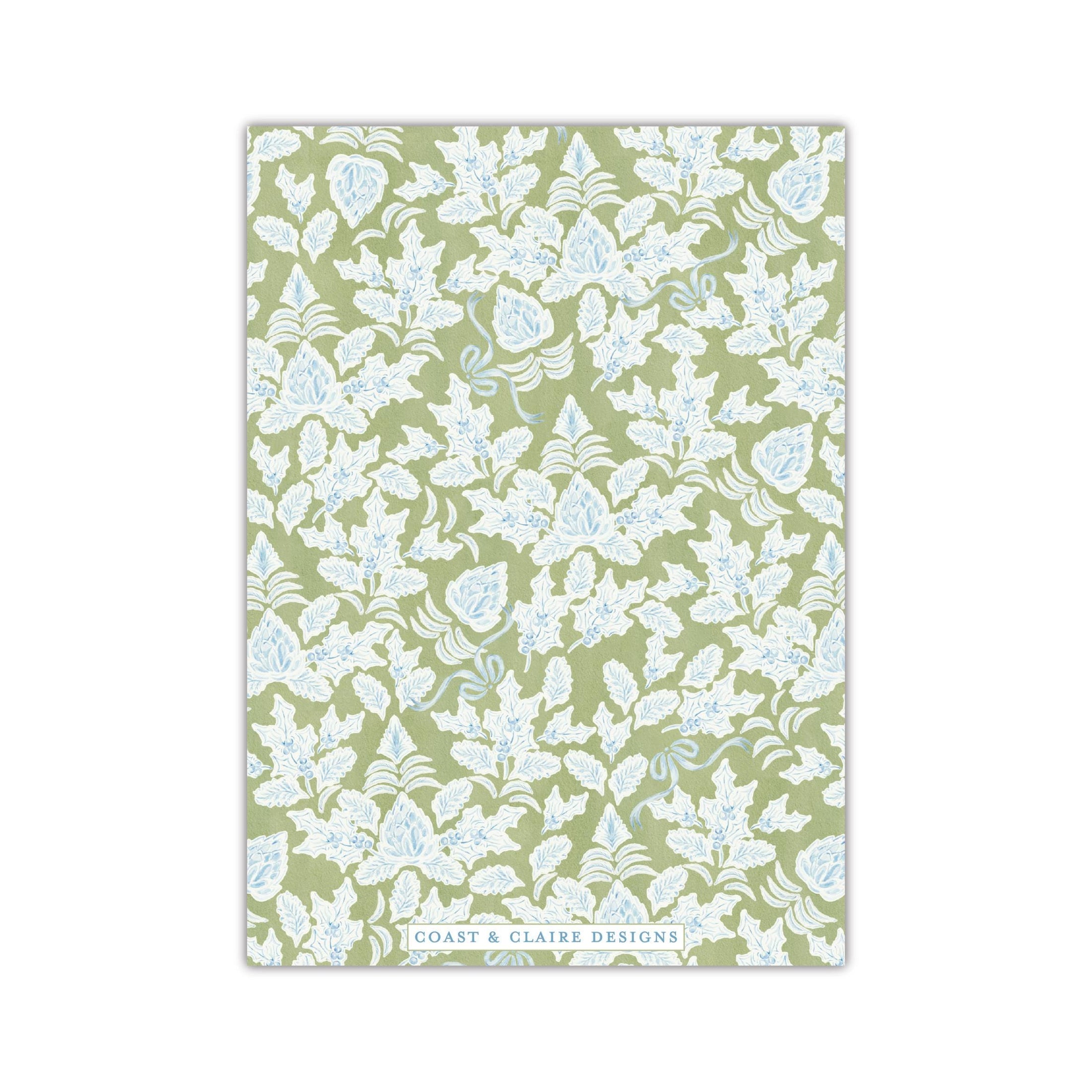 Tied with Bow Green Holiday Card