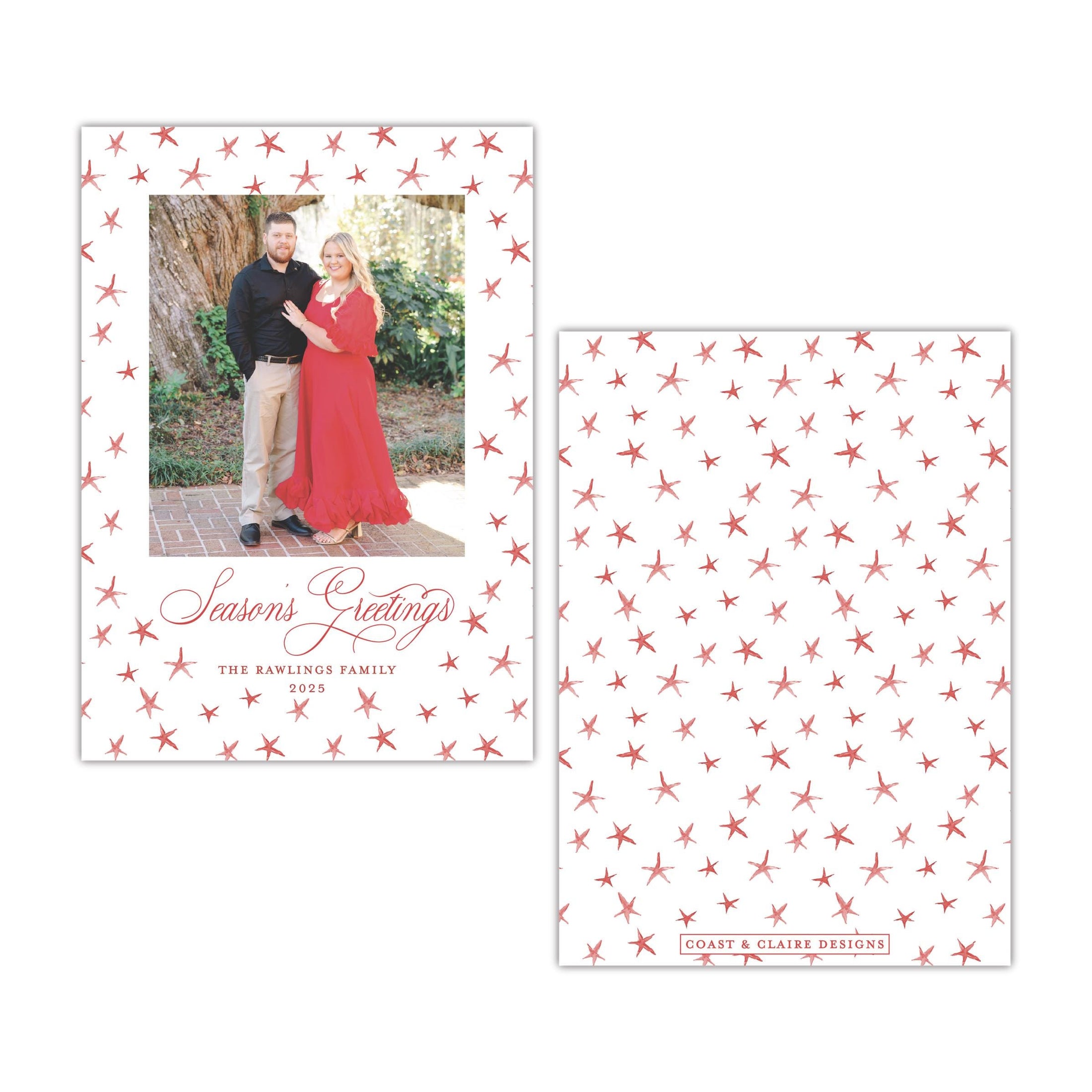 Star Red Holiday Card