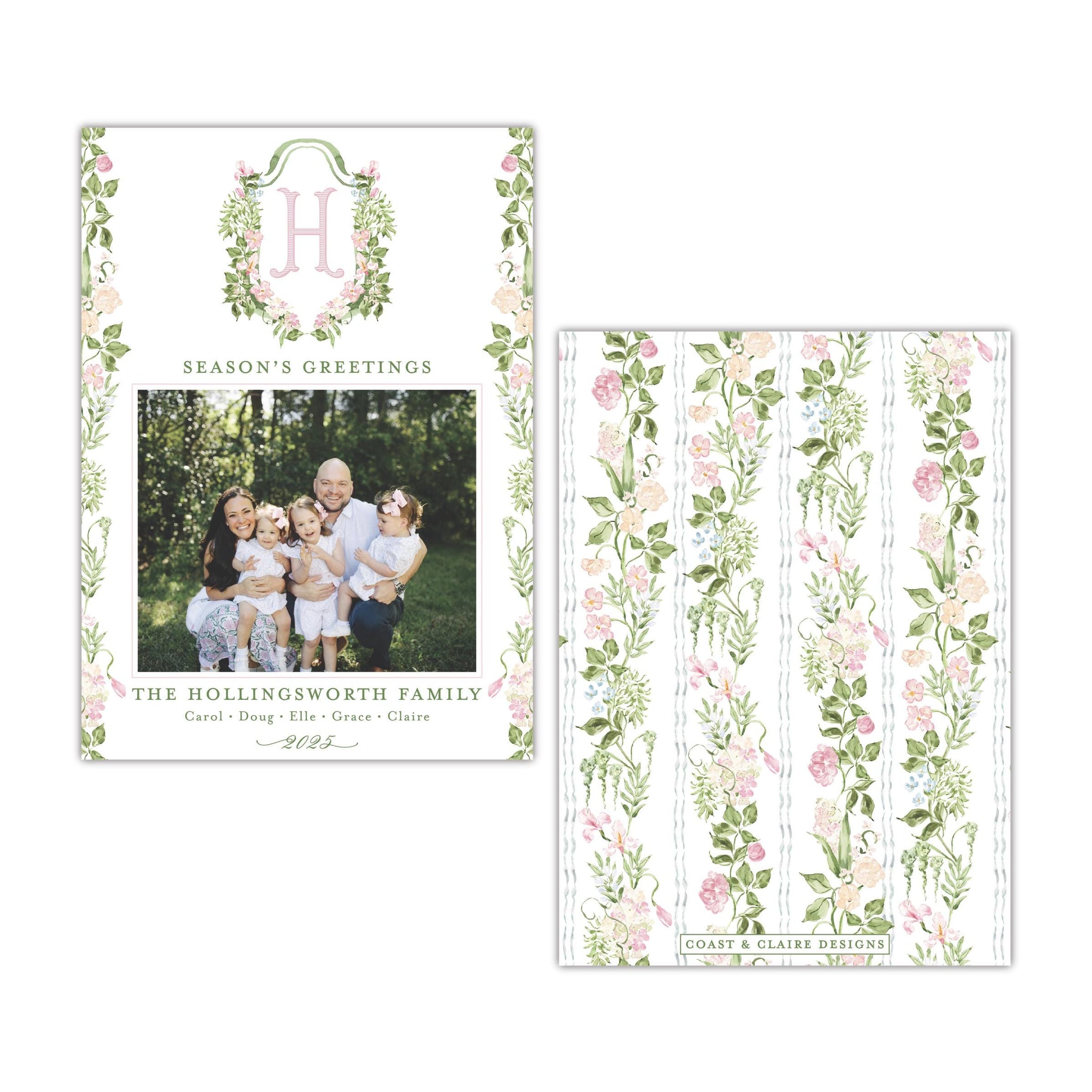 Blushing Vertical Holiday Card