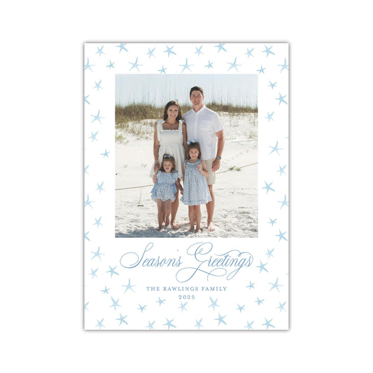 Star Blue Holiday Card