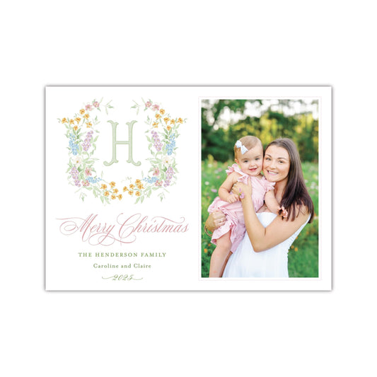 Butterfly Kisses Green Holiday Card