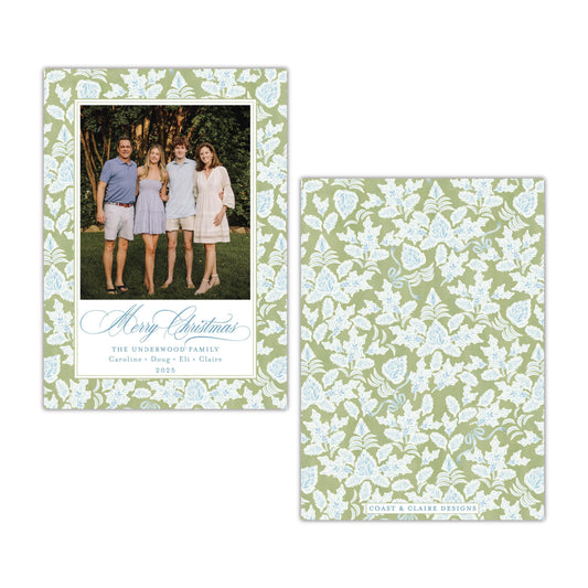 Tied with Bow Green Holiday Card