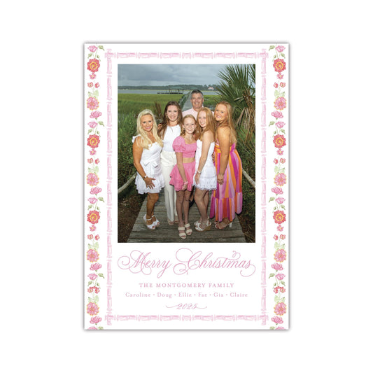 Jardin De Chine Pink Holiday Card