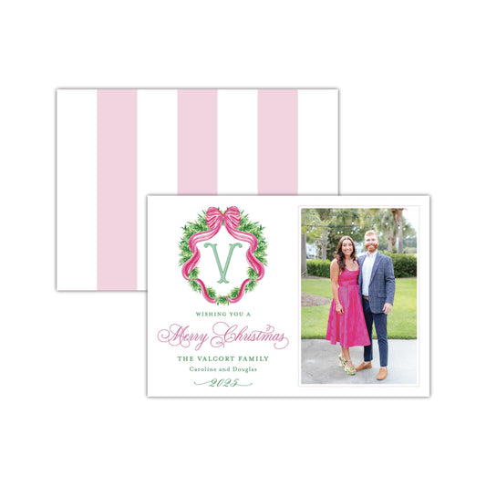 Hard Evergreen Wreath Holiday Card
