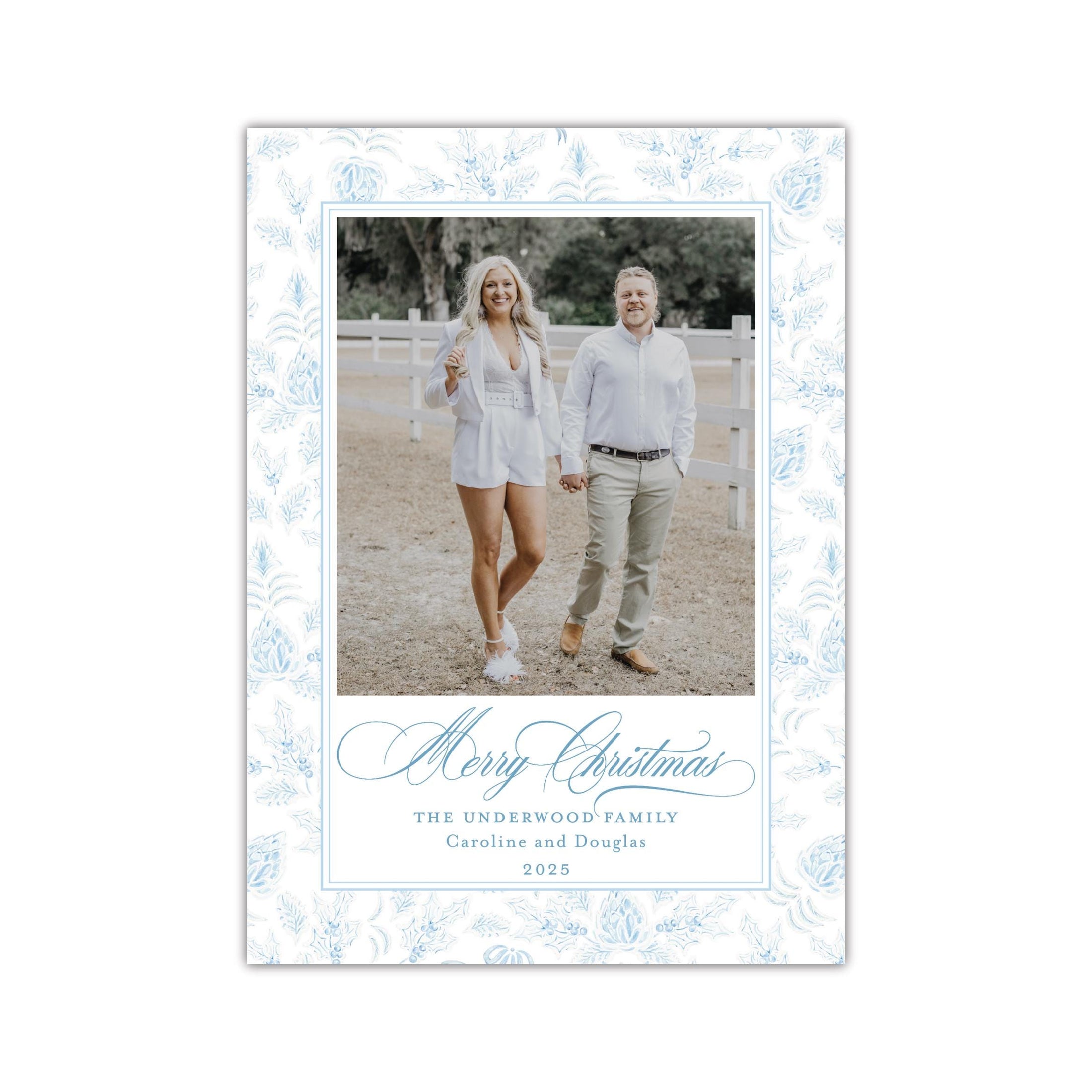 Tied with Bow White Holiday Card