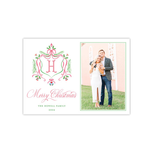 Vintage Ornament Monogram Holiday Card