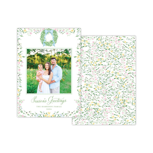 Preppy Floral Holiday Card