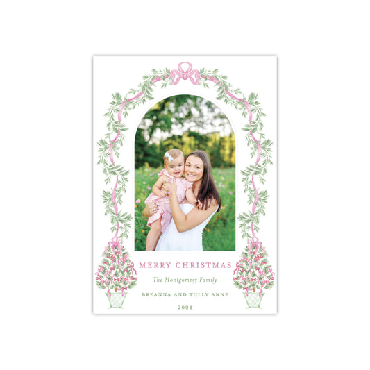 Pink Tree Arch Holiday Card