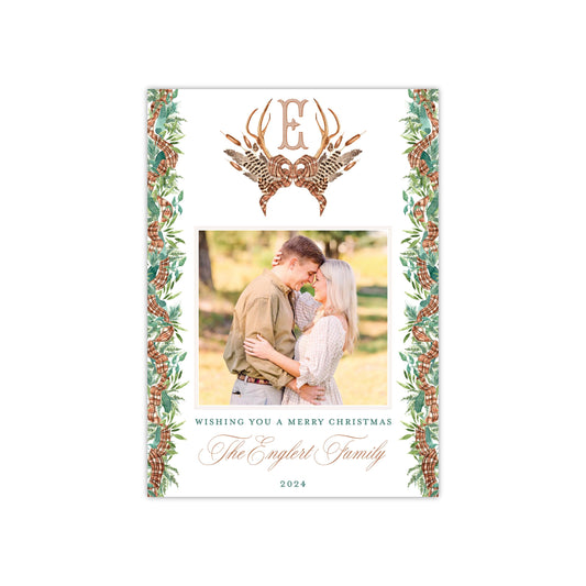 Woodland Monogram Holiday Card - Horizontal