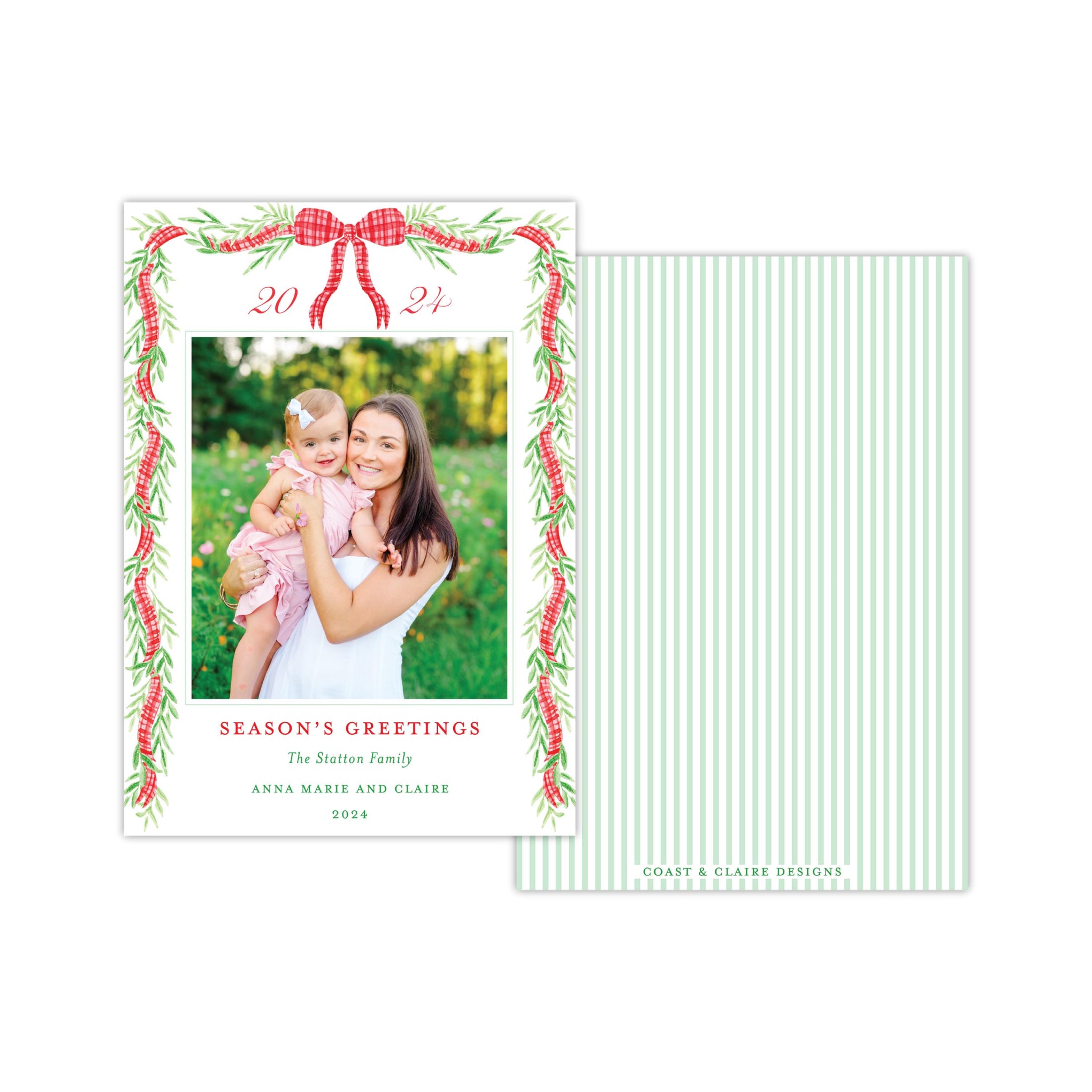 Red Plaid Holiday Card - Vertical