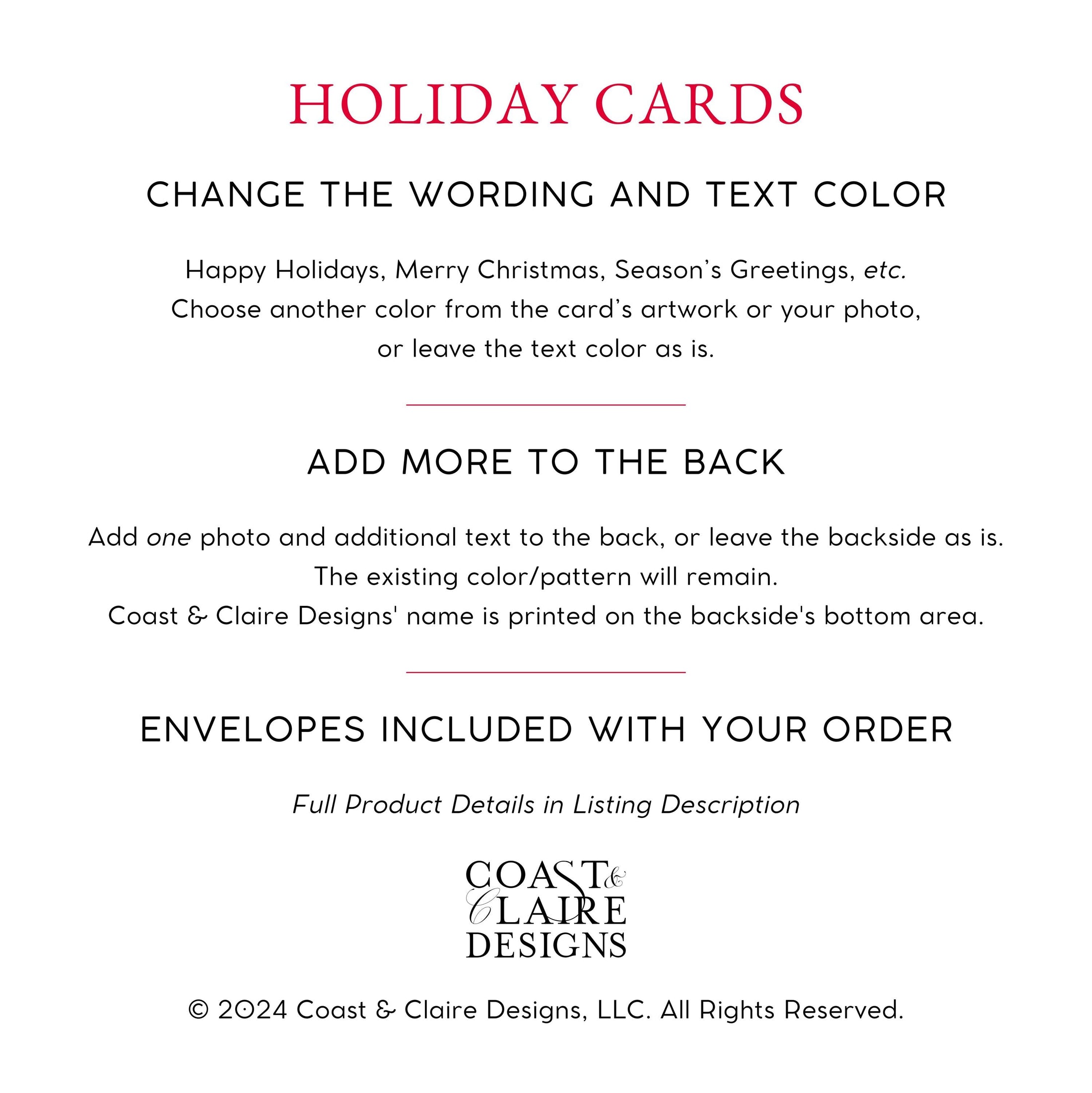 Pink Blue Column Holiday Card - Vertical