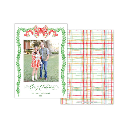 March Plaid Greenery Holiday Card