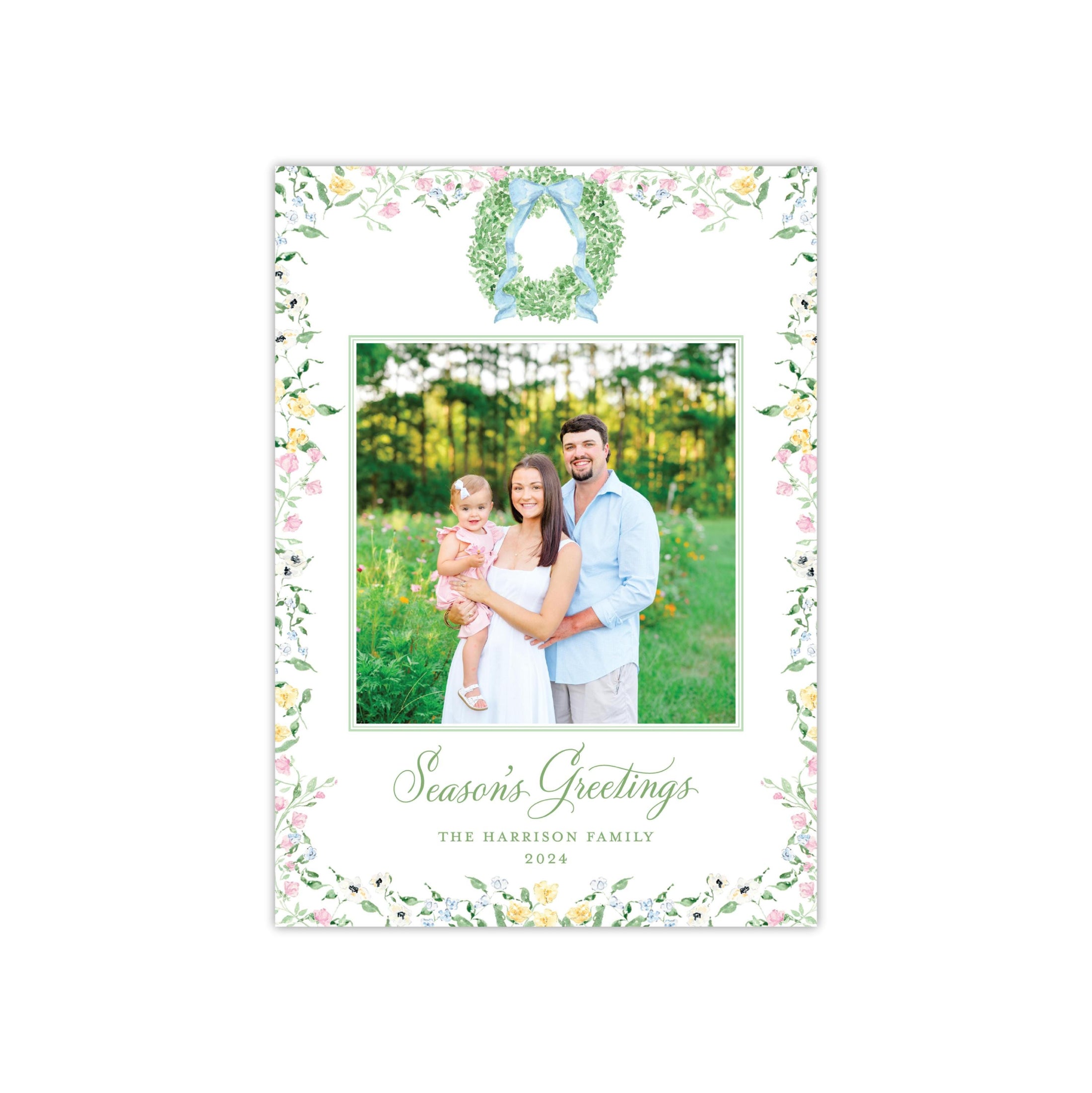 Preppy Floral Holiday Card